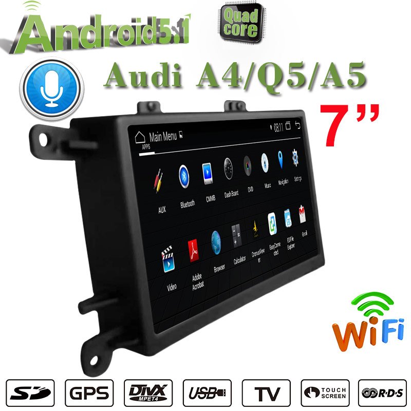 7"Anti-Glare Audi A4 / Q5 / A5 MMI 2G Multimedia Gps Navigatior Carplay Android Octa Core Aux 4g Wifi