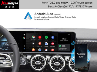 For Android Auto Mercedes A class MBUX W177 Wireless Carplay V177 Z177 Fullscreen Video in Motion Android Multimedia Navigation With 10.25 inch touch screen 