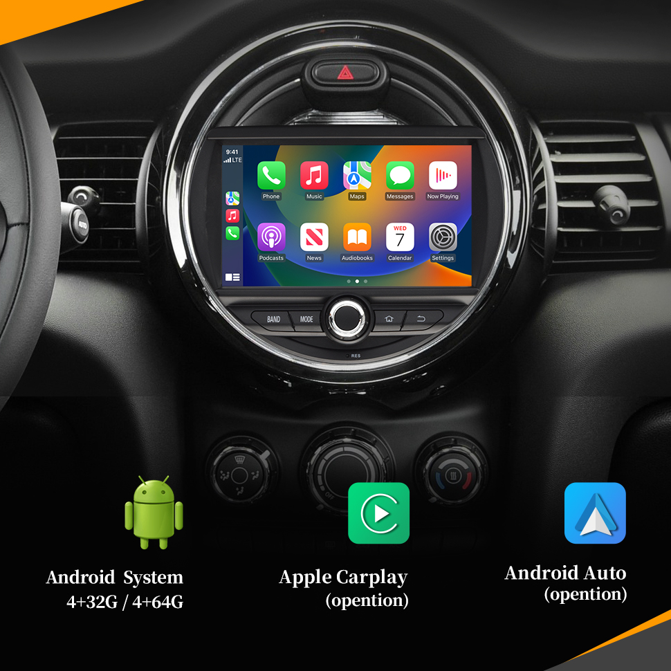 Hualingan HL-8845GB Autoradio Android Mini Clubman (F54) Mini CoopeS (F55 F56)Mini Convertible (F57)Mini Countryan (F60) Wireless CarPlay Mirror Link Car Screen