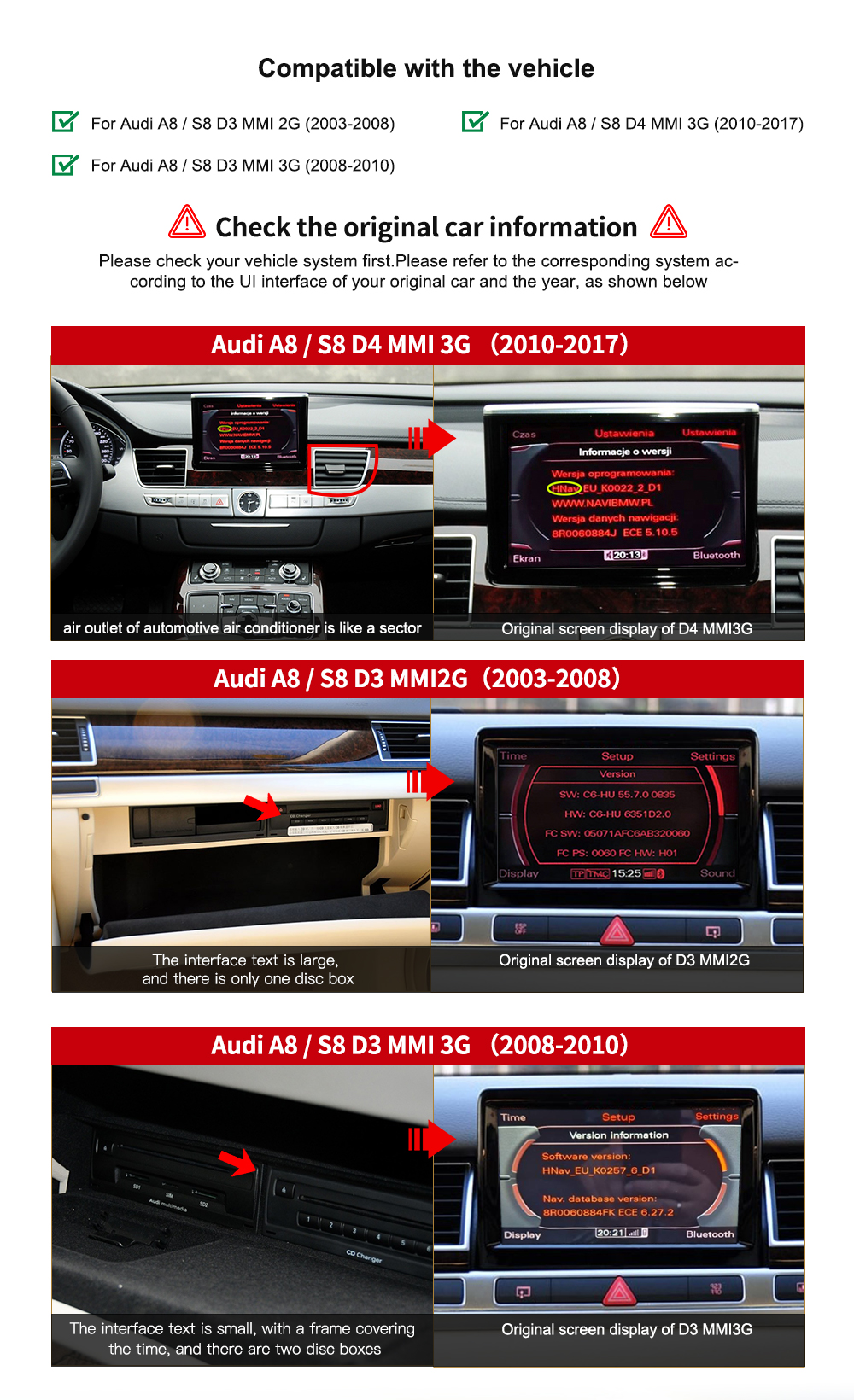 hualingan Audi A8 S8 D3 D4 android radio