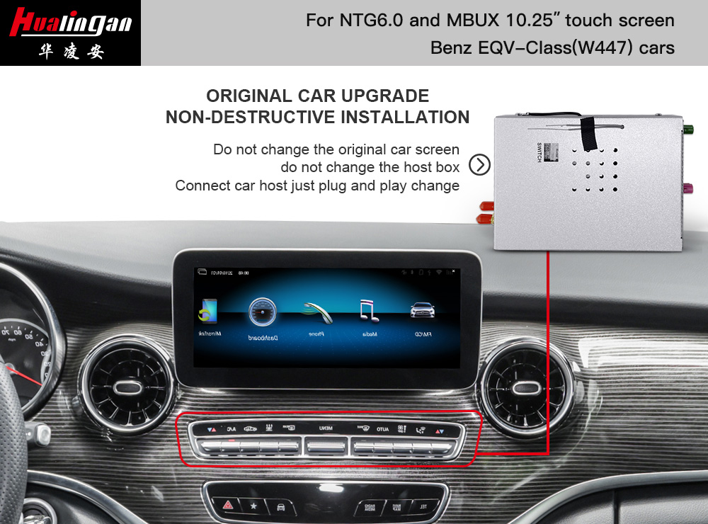 For Mercedes-Benz EQV MBUX Infotainment Video Facebook Watch Movies Navigation Wireless Carplay Autoradio Wifi With 10.25 Inch Touch Screen