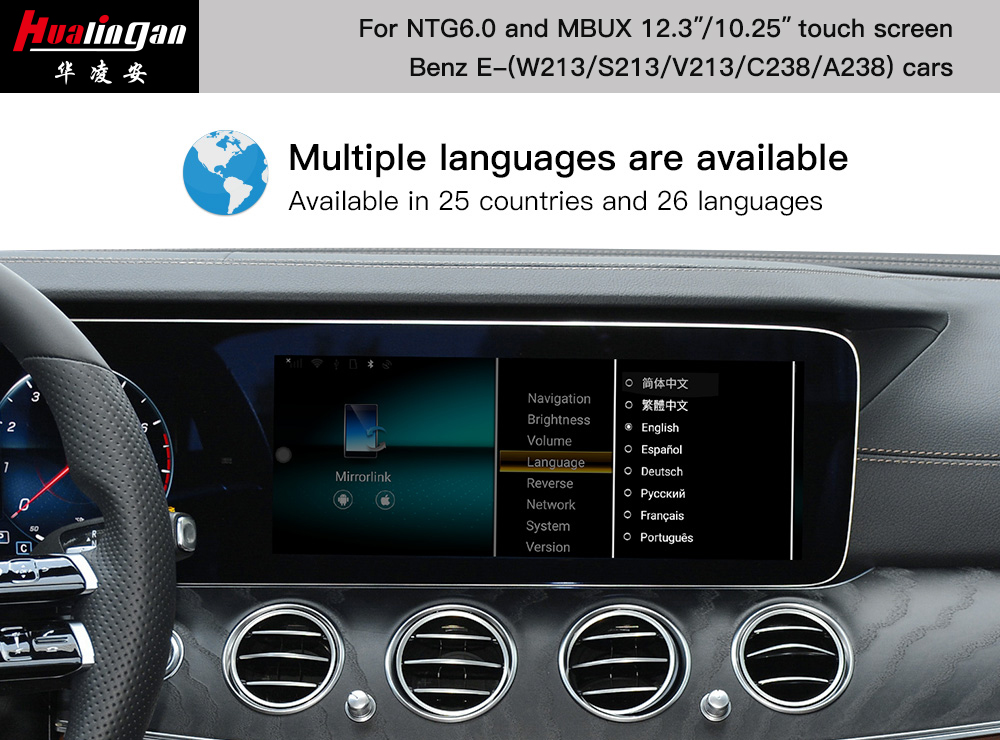 Mercedes W213 Apple CarPlay E Class S213 V213 MBUX Multimedia System Android Navigation Auto full screen With-10.25-12.3 Inch-Touch-Screen Upgrade