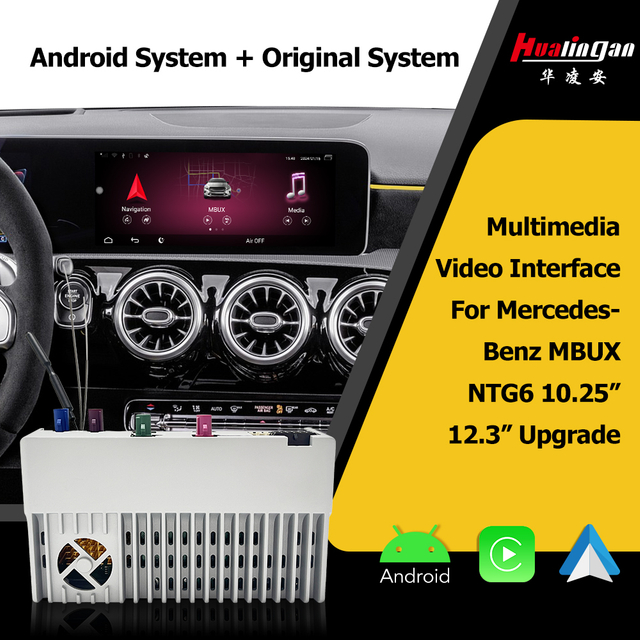 Hualingan Android CarPlay Interface for Mercedes NTG6 MBUX Full Screen Android Auto Wireless Android Navigation Multimedia Video AI Box MirrorLink Does Not Stall or Delay Audio Music Maps Wifi