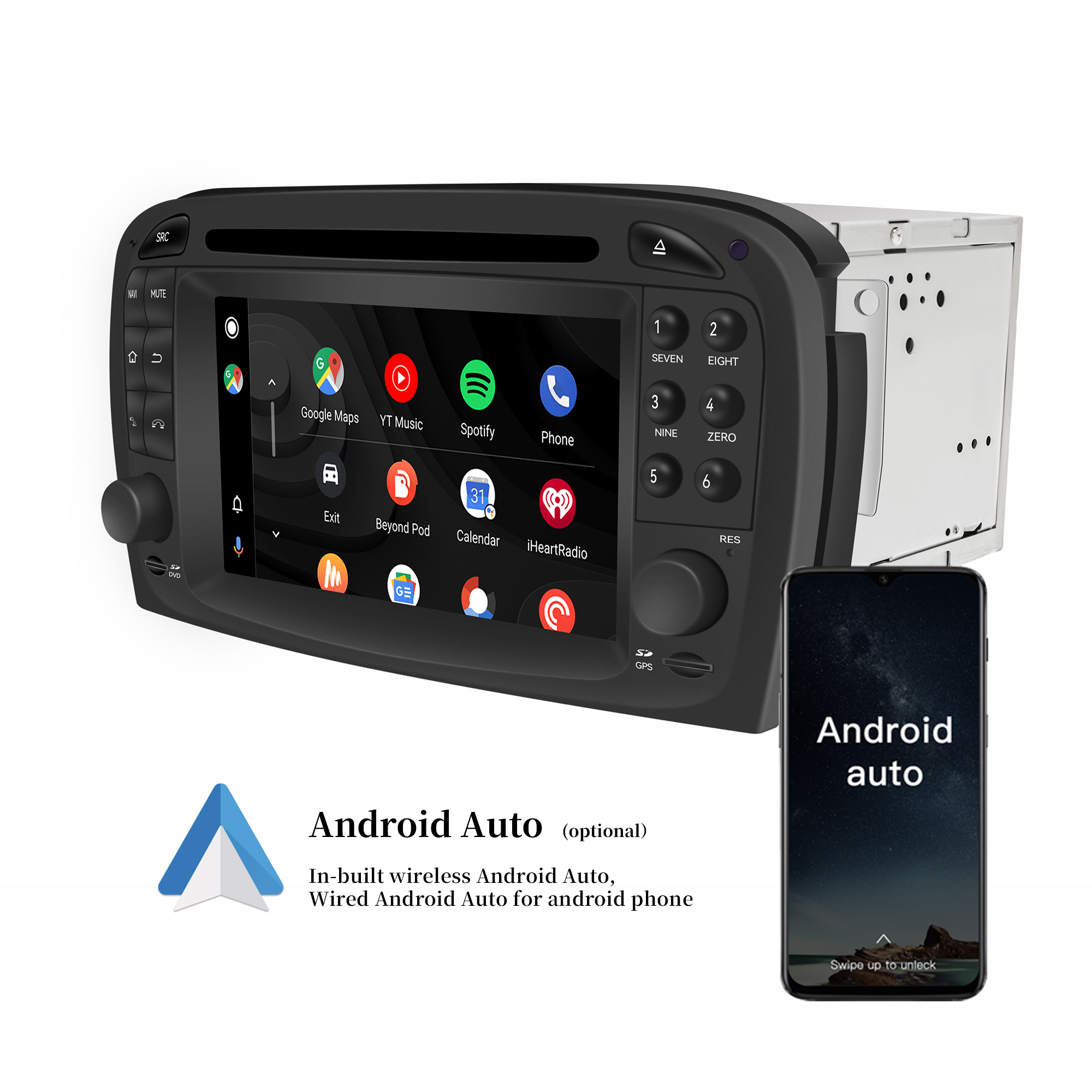 Hualingan AutoRadio for Mercedes Comand SL500 R230 Radio Stereo SL300 SL350 SL55 SL63 Head Unit Upgrade 6.2"Touch Screen DVD Apple CarPlay Android Auto Replacement Aftermarket Navigation 2003 2005 