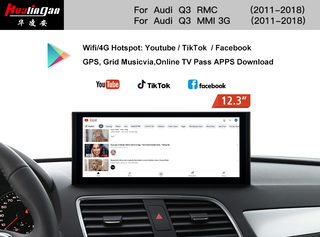 for Audi RS Q3 RMC/ MMI 3G 12.3”Blu-Ray Touchscreen Android USB GPS Navigation Wireless Carplay BT 4G Wifi Vehicle Backup Cameras