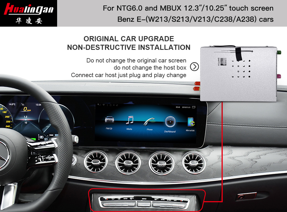 Wireless Apple Carplay C238 A238 Mercedes E Class Audroid Auto MBUX Navigation System with 10.25 Touchscreen Fullscree Screen Mirroring Upgrade AHD Camera Wi-Fi Video Youtube 