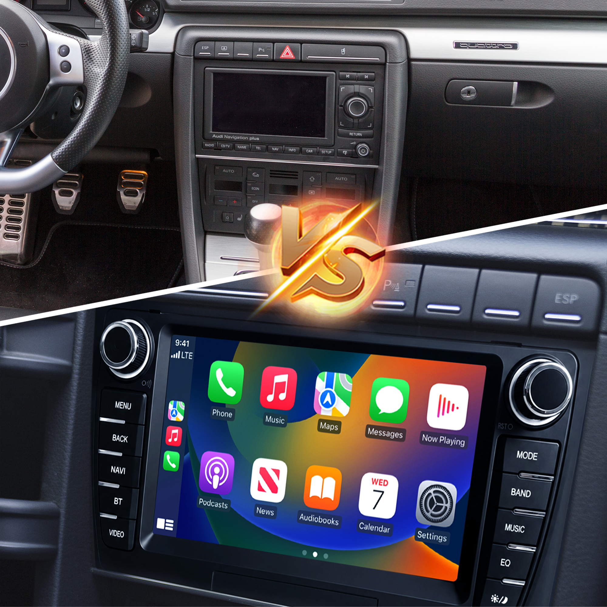 Hualingan HL-8745 Audi A4 S4 RS4 B6 B7 Wireless CarPlay VS Hualingan HL-8745 Audi A4 S4 RS4 B6 B7 Wireless CarPlay VS