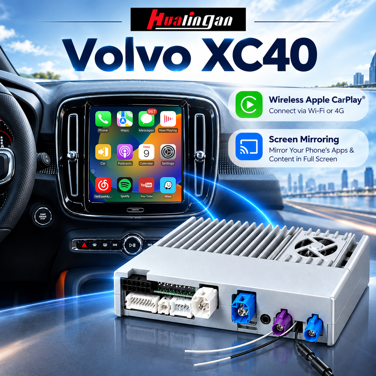 Hualingan HL-601 Volvo XC40 C40 EC40 EX40 Wireless CarPlay Hualingan HL-601 Volvo XC40 C40 EC40 EX40 Wireless CarPlay