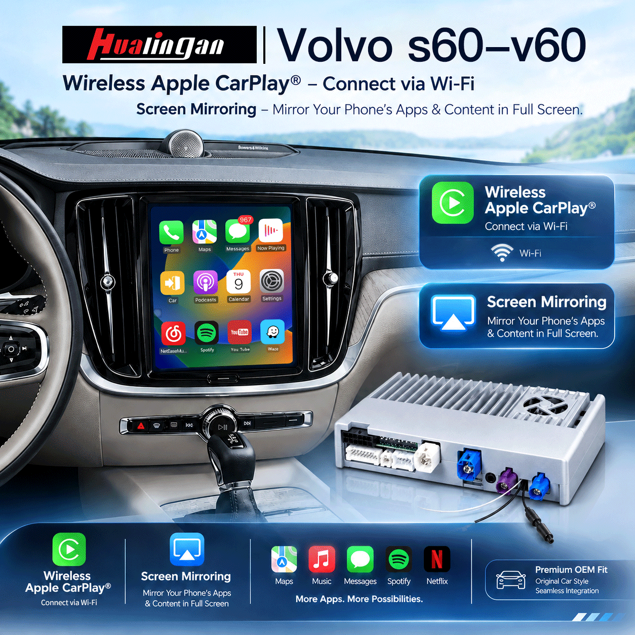 Hualingan HL-601 Volvo XC60 Wireless CarPlay Hualingan HL-601 Volvo XC60 Wireless CarPlay