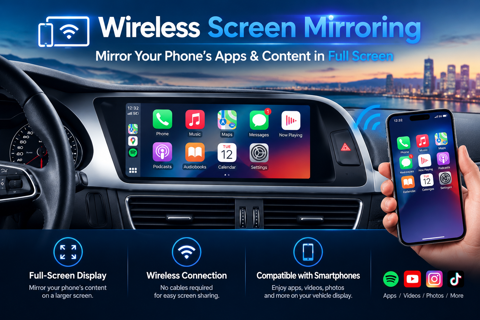 Hualingan HL-8870 HL-8870-1 Audi A4 S4 RS4 Wireless Screen Mirroring (2) Hualingan HL-8870 HL-8870-1 Audi A4 S4 RS4 Wireless Screen Mirroring (2)