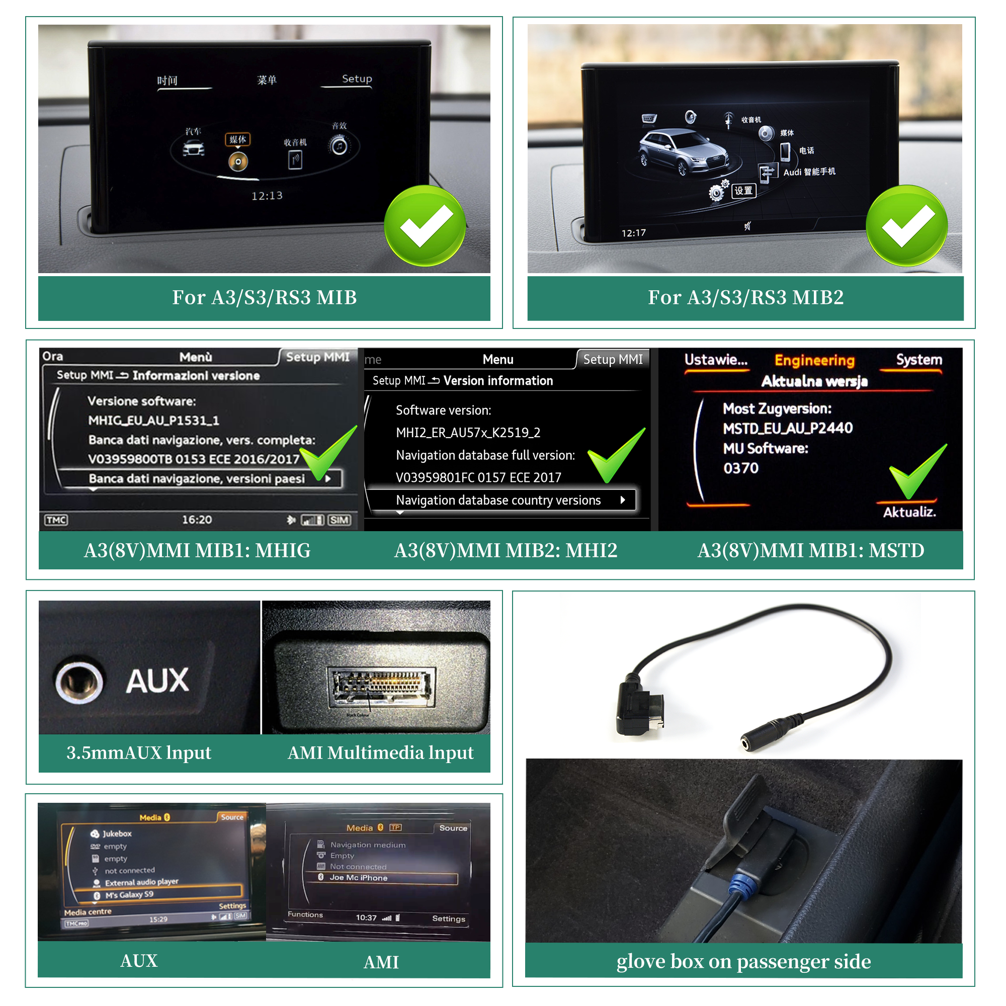 Hualingan HL-1066 HL-1266 A3 S3 RS3 8V Compatible Vehicles Hualingan HL-1066 HL-1266 A3 S3 RS3 8V Compatible Vehicles