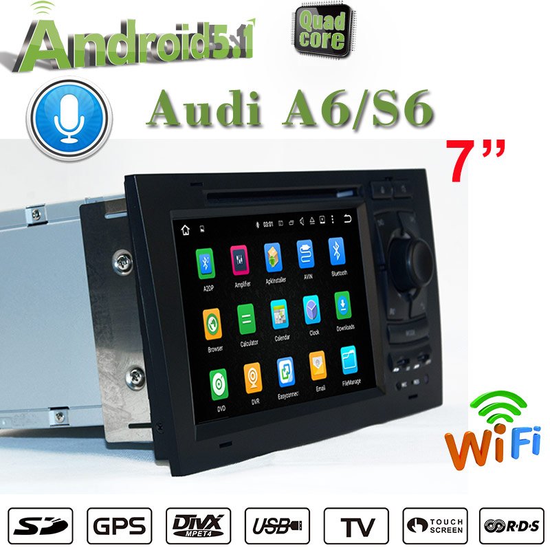 Hualingan Audi A6 S6 C5 4+64GB 7"Touch Screen Stereo Upgrade Aftermarket Radio Head Unit Car GPS Navigation DVD Player Android 11 Apple CarPlay Fullscreen Audroid Auto Mirror Wifi 4G