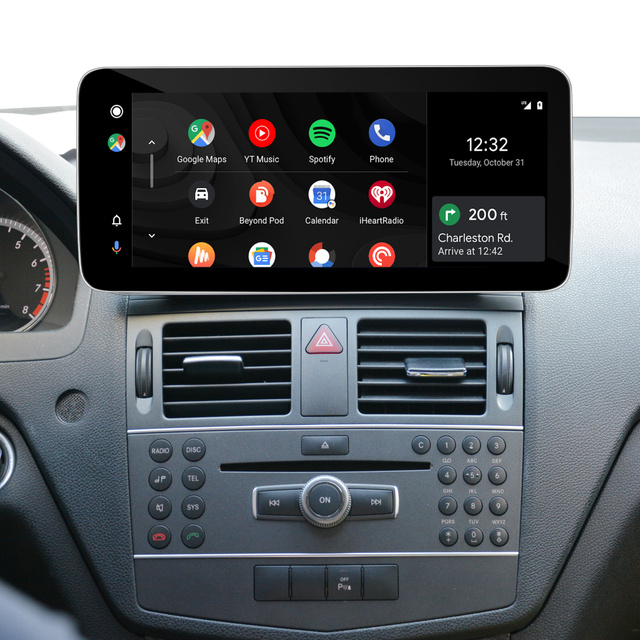 Hualingan 10.25 Android Screen Upgrade 5-inch Mercedes C W204 C204 S204 NTG 4 Android Auto CarPlay Split Screen Mirroring Full Screen iPhone Navigation Google Maps Spotify Crunchyroll Backup Cameras