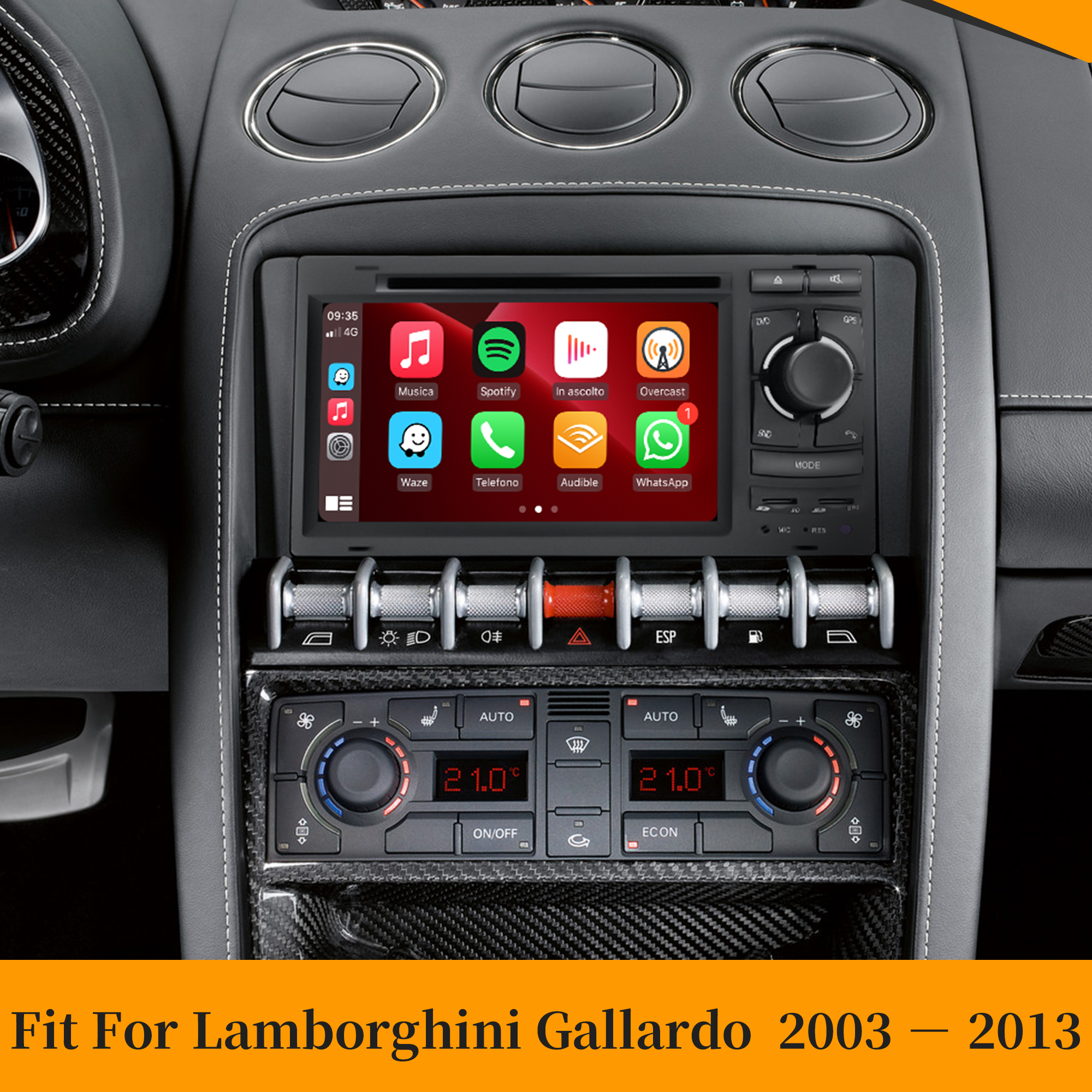 Gallardo Apple CarPlay For Lamborghini 7inch TouchScreen Android 13 Android Auto Netflix Car Radio Head Unit FM RDS BT GPS Navi MP3 