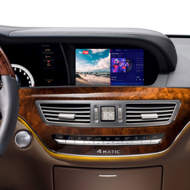 Mercedes W221 C216 S/CL-Class NTG 3.0 Apple CarPlay Upgrade 9.33 Android Screen Wireless Android Auto Full (Split) Screen Mirroring App Netflix YouTube Spotify Wi-Fi Navigation Waze Vehicle Cameras