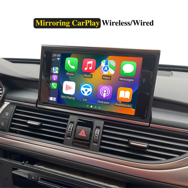 Audi A7 Bluetooth CarPlay Adapter Wireless Wired Android Auto Dongle Full Screen USB Vehicle Backup Cameras,Front Facing Camera CarPlay Interface Upgrade 8”Touch Screen Audi MMI3 MIB 