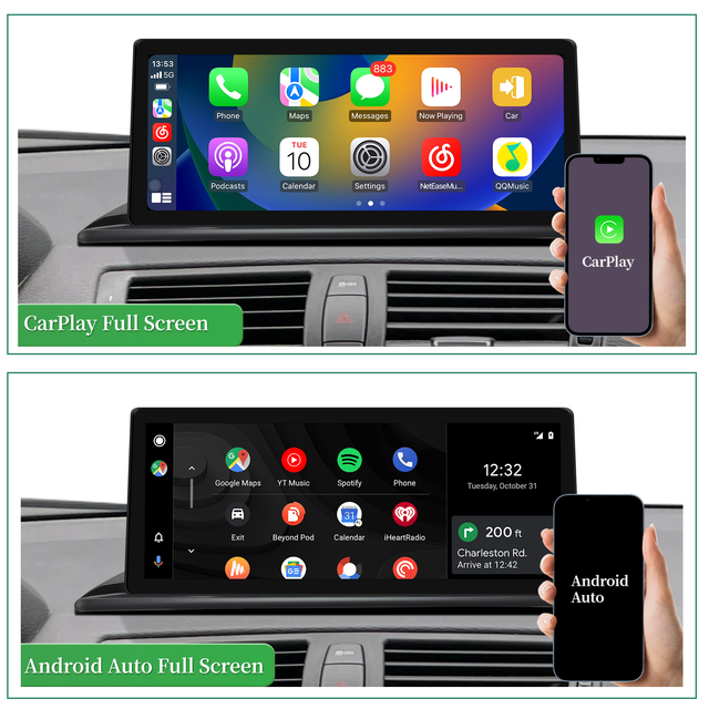 Bmw 1 Series Radio Replacement 10.25 Android Screen, for E81 E82 E87 E88 CCC, Add Apple CarPlay Wireless Android Auto,Split Screen Mirroring,Wi-Fi,4G,Music, Navigation,Vehicle Cameras,Netflix Spotify 