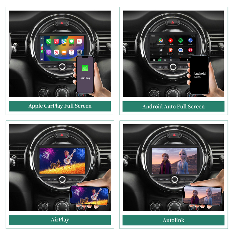 Upgrade Mini Cooper Car Screen for Hatch One F55 with 7 inch TouchScreen Wireless CarPlay Android Auto Netflix Android 13 Head Uni Backup AM FM BT RDS GPS Navi HL-8845