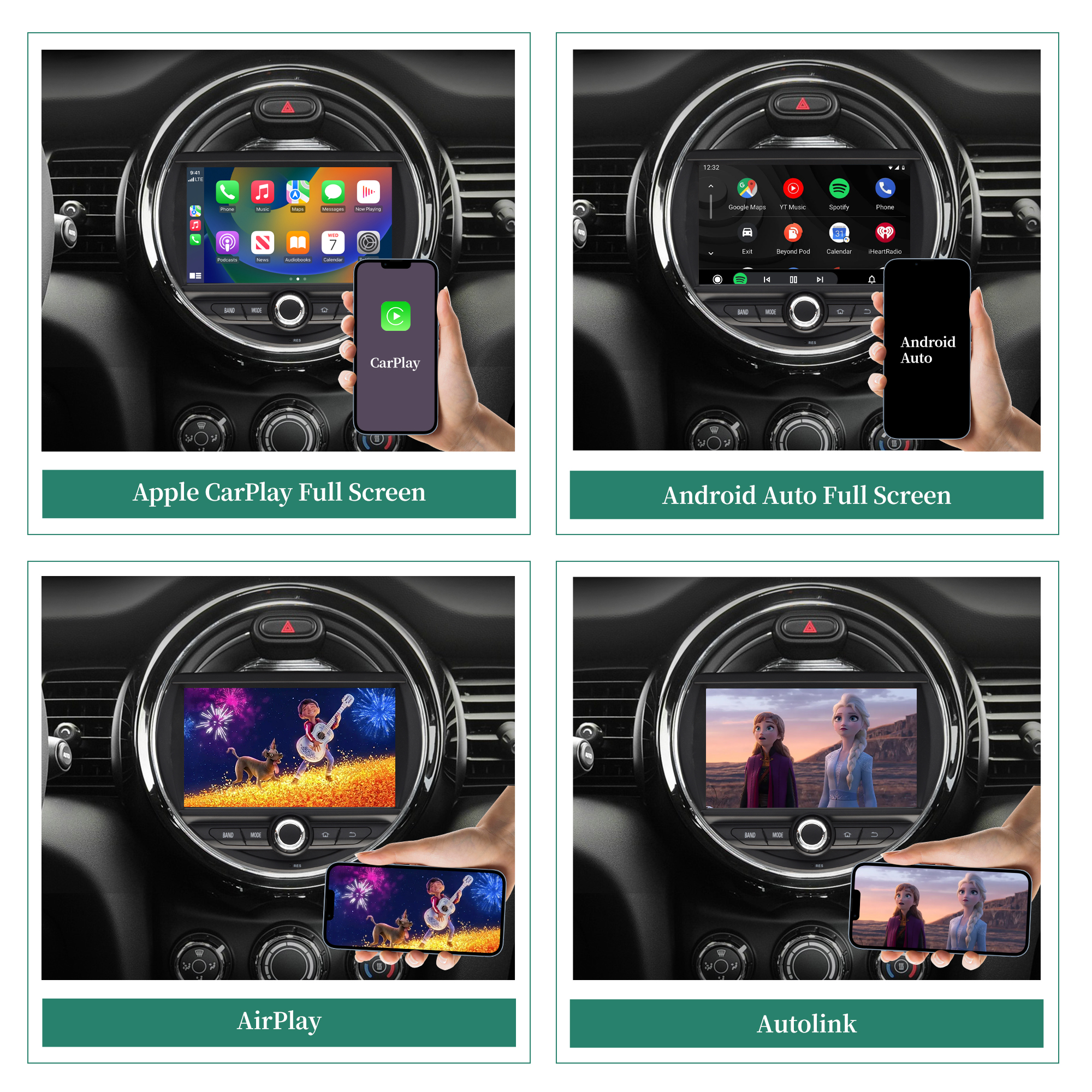 Mini Cooper Apple CarPlay Upgrade For Mini Countryman JCW One F60 7inch TouchScreen Android 13 Aftermarket Android Auto Netflix Radio Camera AM FM BT RDS GPS Navi HL-8845 