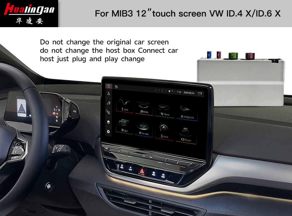 Hualingan Volkswagen ID.4 Apple CarPlay Wireless Android Auto 12”1560*700 Touch Screen Upgrade Full Screen Mirror Android 12 Wifi Video Navi Google Maps Car Apple CarPlay