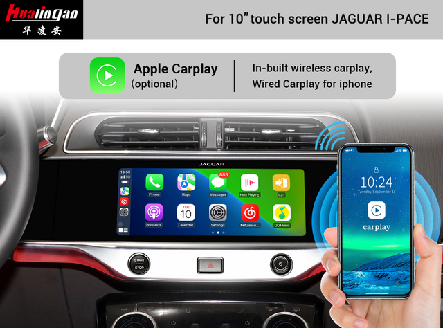 Hualingan Jaguar I Pace Touch Screen Apple Carplay Android Auto Upgrade Android 12 Android AI BOX Retrofit Fullscreen Mirroring Navigation Maps Reversing Camera Wifi Video Youtube