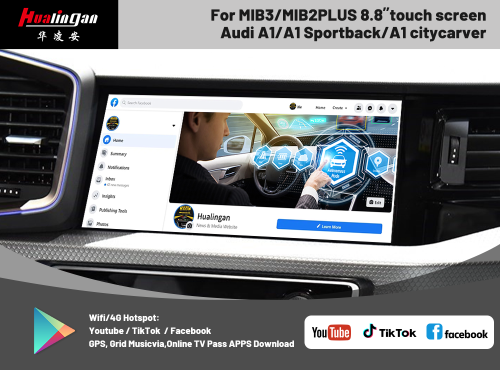 CarPlay AI BOX Audi A1 MIB2 Wireless Apple CarPlay Full Scree Android Auto Wireless Android 12 Video Wifi 4G AHD Camera Multimedia GPS Goggle Maps Mirror Screen Android 360 Camera