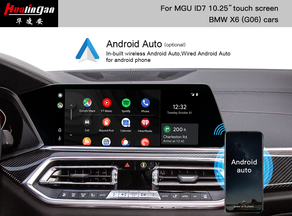 BMW X6 Wireless Apple CarPlay G06 MGU Screen Mirroring IDrive 7 Upgrade Hualingan Android Multimedia Android Auto Full Scree Front Camera Video in Motion