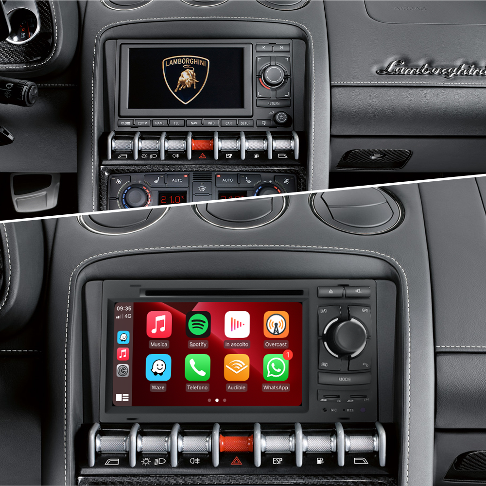 2Din 7"Car Radio Stereo Head Unit for Lamborghini Gallardo with Android 13 Apple CarPlay Android Auto Spotify FM RDS BT GPS Navi MP3 Player 