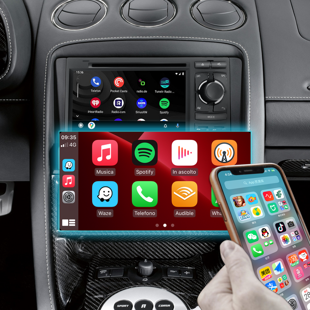 2Din 7"Car Radio Stereo Head Unit for Lamborghini Gallardo with Android 13 Apple CarPlay Android Auto Spotify FM RDS BT GPS Navi MP3 Player 