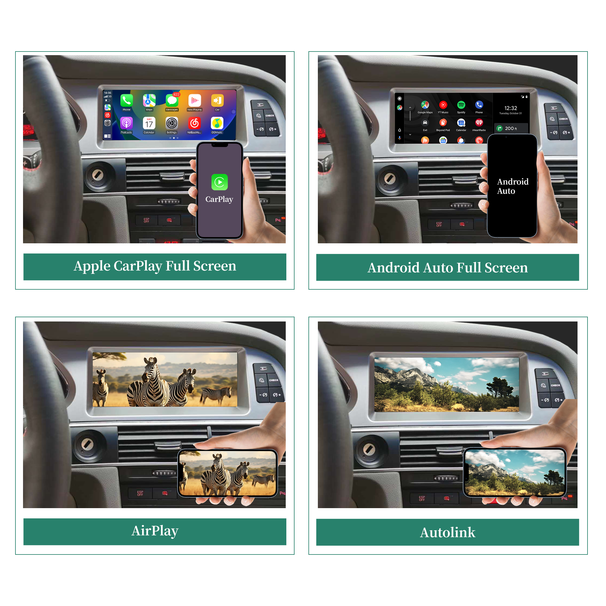 Audi A6 C6 MMI 2G MOST 8.8 Inch Touch Screen Upgrade Android 13 OS Wireless Apple CarPlay Android Auto Screen Mirror 4G Wi-Fi GPS Navigation Google Maps Netflix Spotify Prime Video Twitch Tumblr