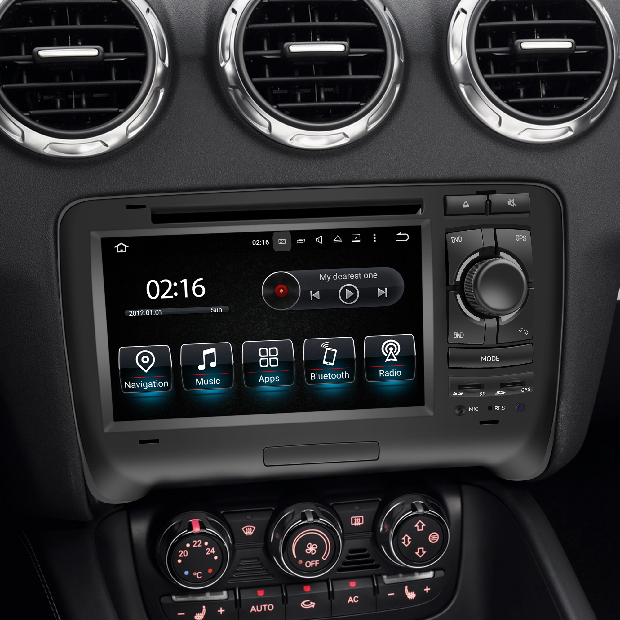 Audi TT Autoradio Mk2 8J Stereo Replacement Aftermarket Head Unit 7 inch Touch Screen Wireless Apple CarPlay Android Auto Mirror Link GPS Navigation Backup Cameras Netflix Spotify