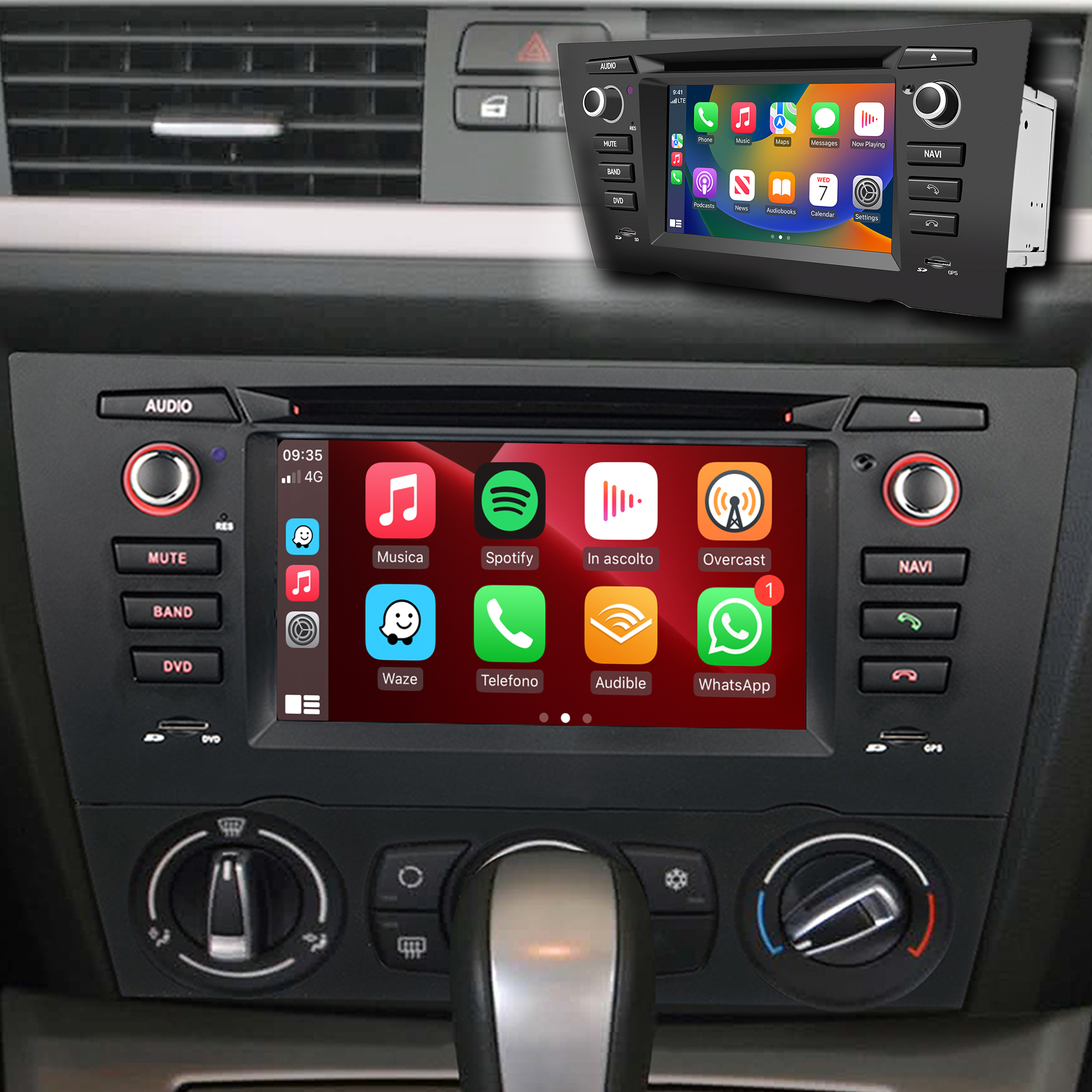 Hualingan BMW 3 Series E90 E91 E92 E93 Android Head Unit 2din Radio 6.2 Inch TouchScreen Car Stereo Upgrade Car GPS Navigation Wireless Apple CarPlay Fullscreen Audroid Auto Wifi 4G 