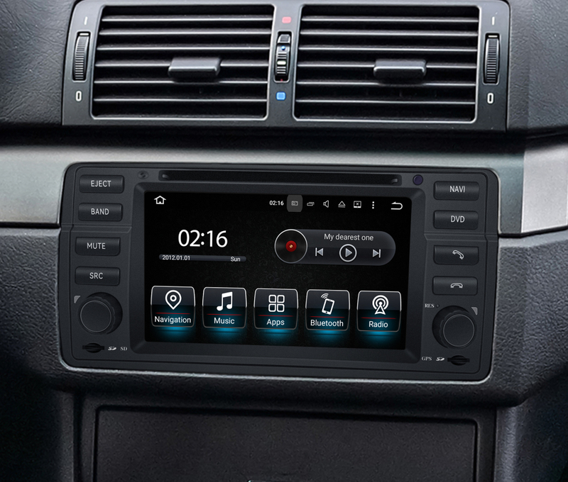 BMW E46 Car Radio Replacement BMW 3 Series M3 Upgrade 7 Inch Touch Screen Double Din Head Unit Wired Wireless CarPlay Android Auto MirrorLink Wifi Reverse Cameras RDS DVD GPS Navigation Bluetooth 