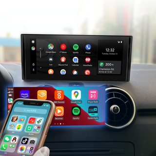 Hualingan 10.25 Inch Touch Screen Upgrade Audi A1 8X MMI RMC System Wireless Apple CarPlay Android Auto MirrorLink Android 13 Apps Netflix Spotify Prime Video Reddit Twitch Waze Games Music Navigation