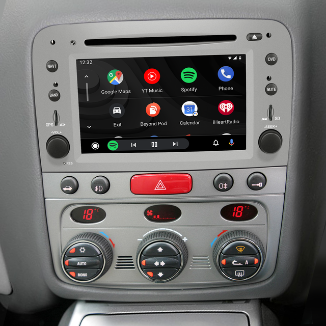 Alfa Romeo GT 147 Stereo Upgrade 7 inch Touch Screen Radio Apple CarPlay Android Auto Netflix Spotify Android 13 DVD Navigation WiFi Backup Cameras Games Prime Video ReeIShort