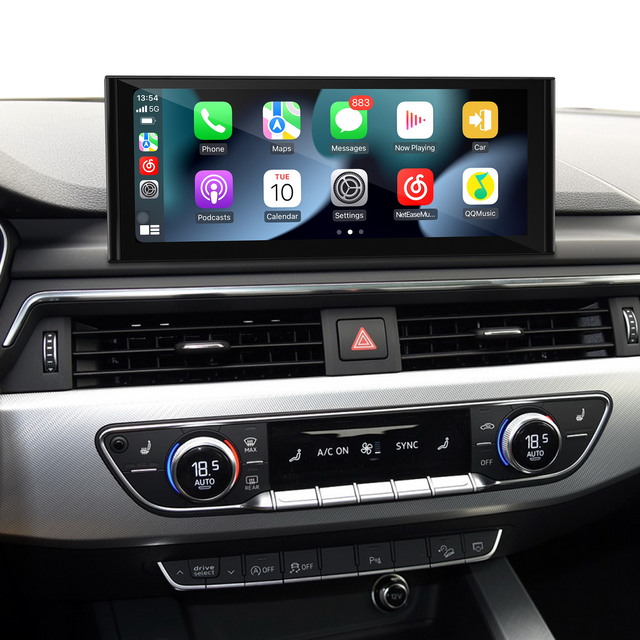 Audi MIB2 A4 S4 RS4 A5 S5 RS5 10.25 Touch Screen Upgrade B9 8W F5 Apple CarPlay Android Auto Android 13 Apps Netflix Spotify YouTube Prime Hulu Twitch Facebook Navigation