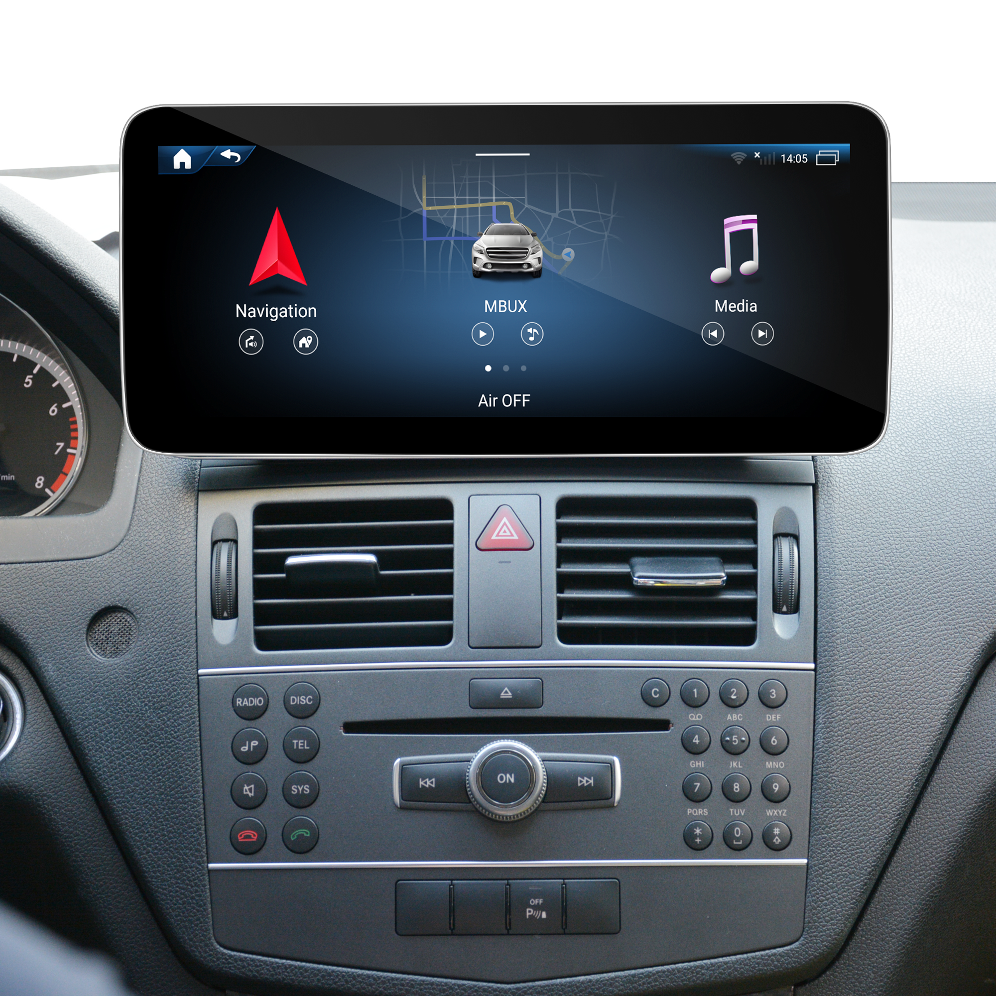 Mercedes W204 C204 S204 NTG4 Android Auto Retrofit Kit Upgrade 10.25 Touch Screen Wireless Apple CarPlay Android 14 Apps Navigation Netflix Spotify Facebook YouTube Reverse Camera Screen Mirroring