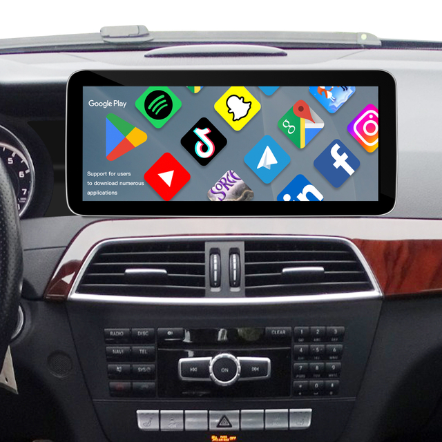 Hualingan Mercedes C-Class NTG4.5 NTG4.7 W204 S204 C204 Android 12.3 Inch Screen Upgrade Touch Wireless Apple CarPlay Full Screen Android Auto Mirror Multimedia Navi Wifi Camera