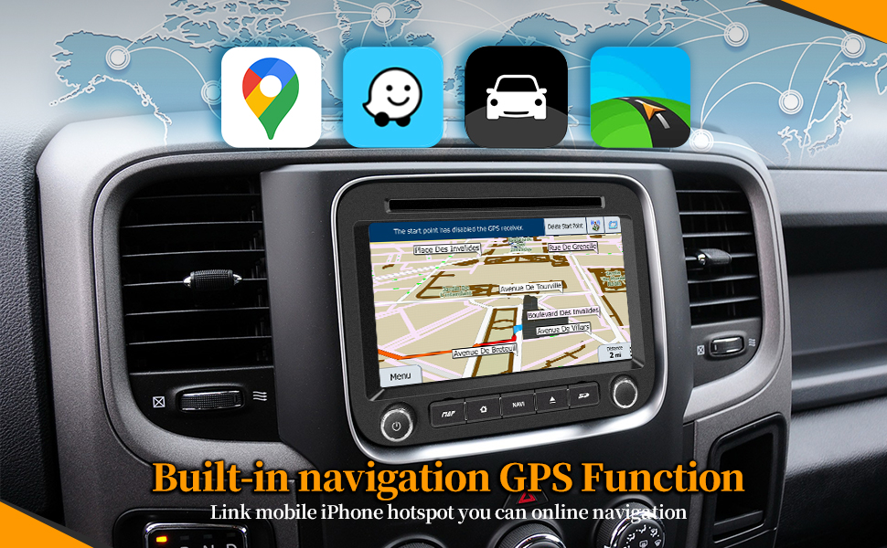 Full Screen Android Auto Ram 2500 GPS Maps HL-8511GB