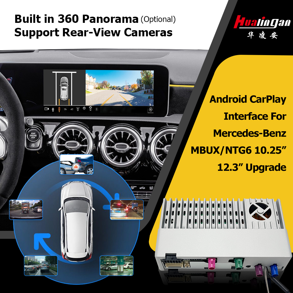Hualingan Android CarPlay Interface,for Mercedes Factory 10.25 /12.3 MBUX Screen, Wired To Wireless Apple CarPlay And Android Auto,Android 13 8+256GB,Compatible Car Without Or With CarPlay