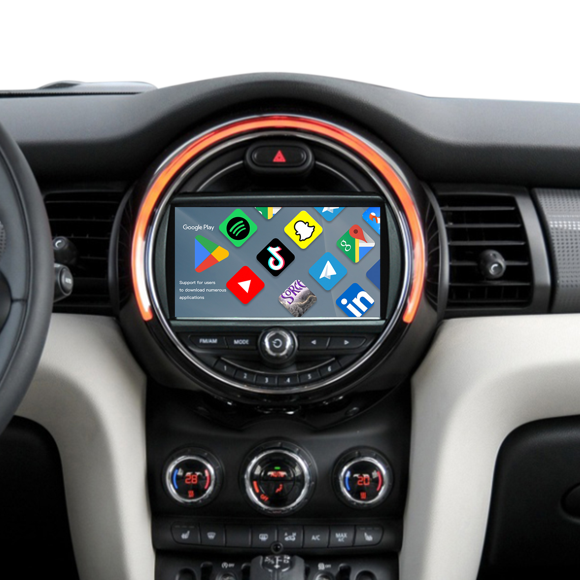 6.5 Mini Cooper NBT F54 Apple CarPlay Upgrade 7-inch Touch Screen Wireless Android Auto Netflix Navigation Google Maps Vehicle Cameras Android Apps Games Music Movies TV Receive Calls Via Bluetooth