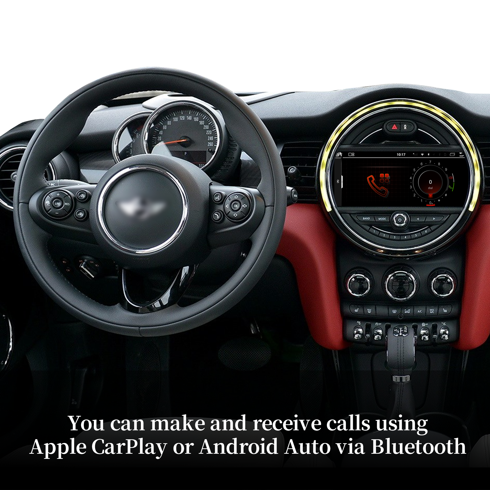 Mini Cooper CarPlay Adapter for Mini NBT EVO F54 8.8-inch Screen Wireless Apple CarPlay and Android Auto Full Screen Mirroring iPhone Apps Spotify Movies Pluto TV Google Maps Calls Via Bluetooth 