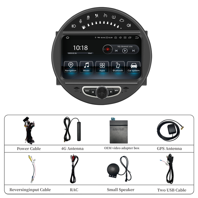 6.5 Mini Cooper CIC R61 Apple CarPlay Upgrade 8-inch Android Touch Screen Wireless Android Auto Support Install Vehicle Cameras Download Android Apps Games Music Movies TV Receive Calls Via Bluetooth
