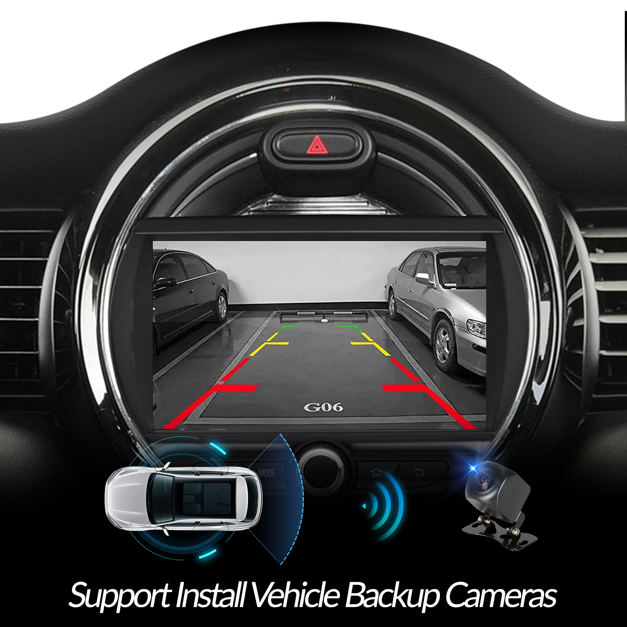 Mini Cooper F54 Apple CarPlay install 7-inch Android Touch Screen Wireless Android Auto Netflix Navigation Vehicle Cameras Download Android Apps Games Music Movies TV Receive Calls Via Bluetooth