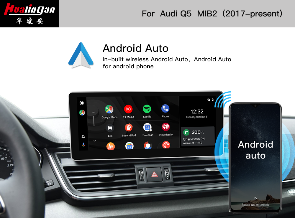 Android 12 Multimedia Player for Audi Q5 SQ5 (2018–2020) 10.25”touch Screen GPS Satnav Navigation Apple Carplay Android MirrorLink Autoradio Stereo 