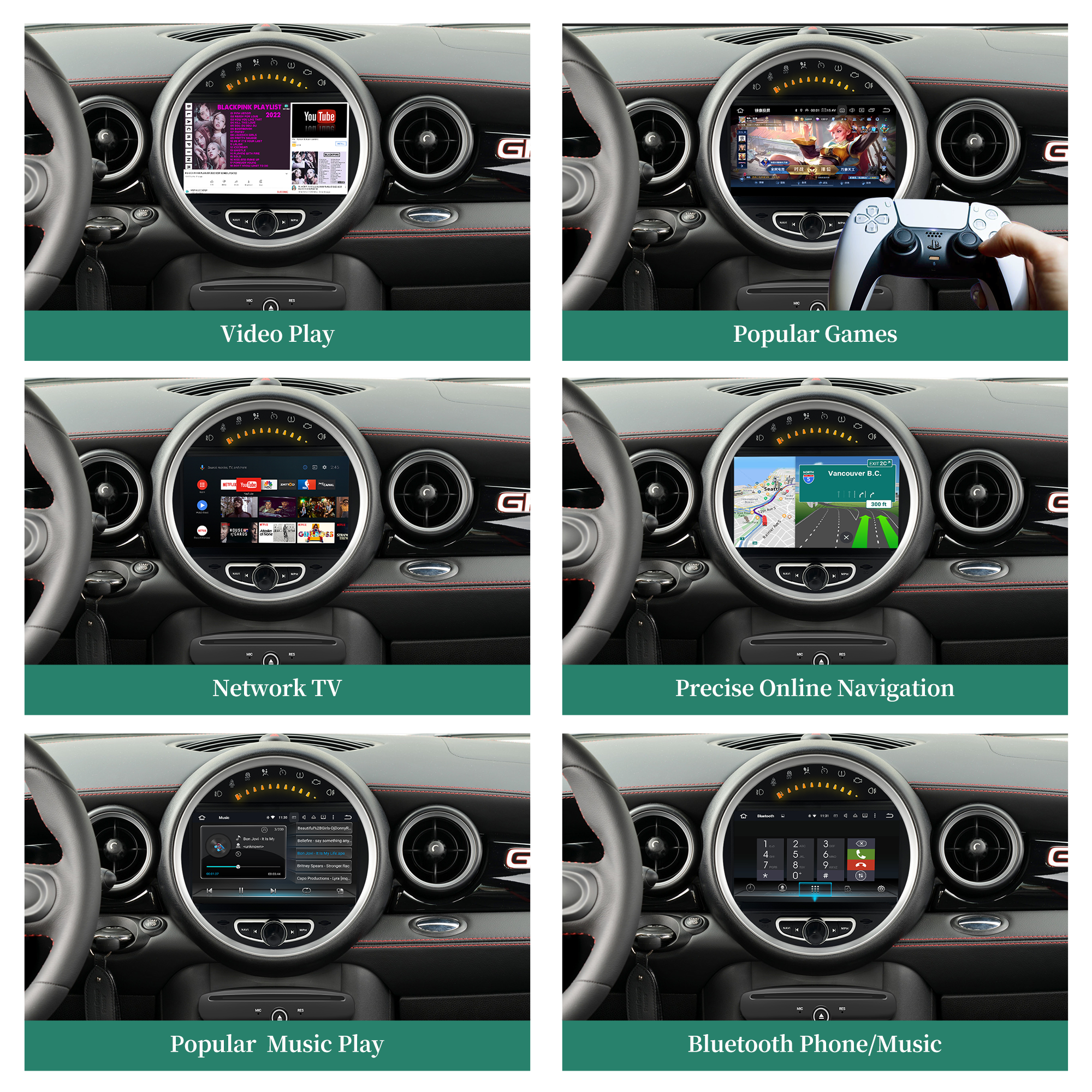 Mini Cooper Android Auto Apple CarPlay for One JCW R55 R56 R57 R58 R59 R60 R61 8"Android 13 Aftermarket Head Unit BT GPS Navi RDS Wifi