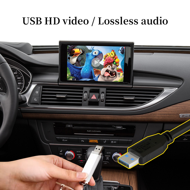2 in 1 Full Screen Wireless CarPlay and Android Auto Adapter, for Audi A6 A7 OEM Without or With CarPlay Cars,Bluetooth Phone, Bluetooth Music,Convert Wired to Wireless,Auto Connect,Online Update