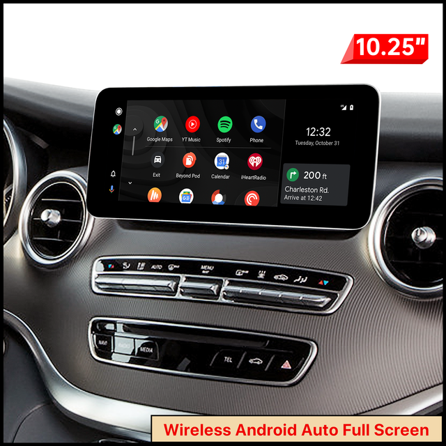 Mercedes-Benz V-Class W447 NTG5.0 NTG5.1 NTG5.2 Android Auto Apple CarPlay Retrofit Kit Android 14 App Navigation Netflix YouTube Spotify Reddit WhatsApp 12.3 Touch Screen Mirroring Backup Cameras