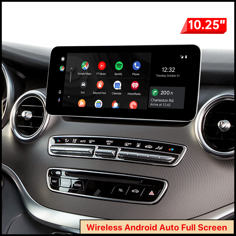 Mercedes-Benz V-Class W447 NTG5.0 NTG5.1 NTG5.2 Android Auto Apple CarPlay Retrofit Kit Android 14 App Navigation Netflix YouTube Spotify Reddit WhatsApp 12.3 Touch Screen Mirroring Backup Cameras