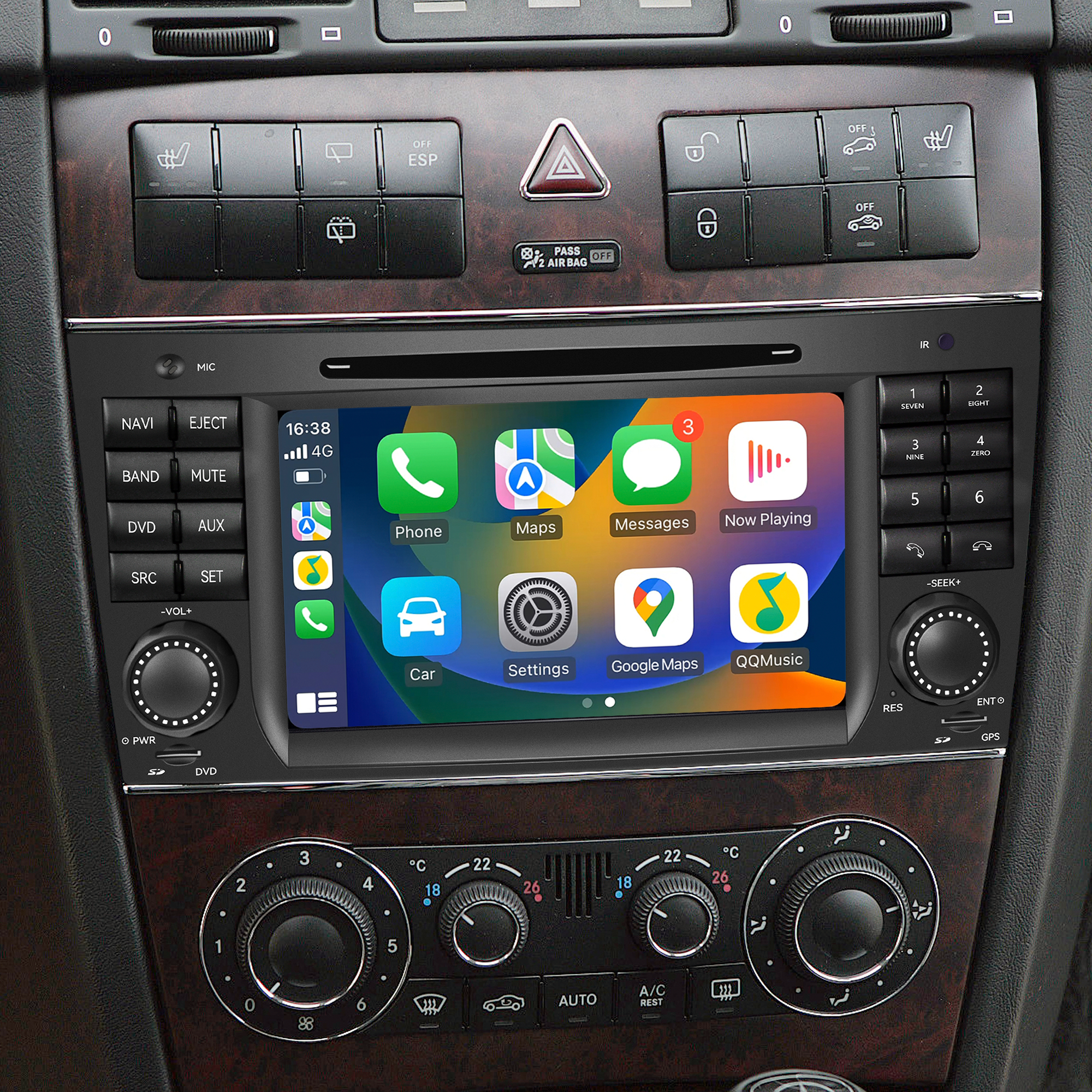 Hualingan Radio Stereo Head Unit for Mercedes W203 C180 C200 C230 C300 C350 W463 G350 G500 G55 Autoradio 7"Touch Screen DVD Apple CarPlay Android Auto Replacement Aftermarket Navigation Multimedia